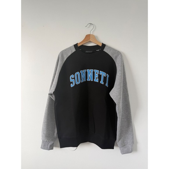 Sonneti Men's Crewneck – Black with Grey Sleeves – Size Large – NWT - Picture 2 of 5